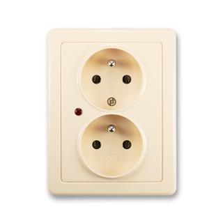 Zásuvka kompletní dvojnásobná, s přepěťovou ochranou, 5592G-C02349 C1, ABB, Swing®, krémová (ABB, Swing®, krémová)