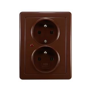 Zásuvka kompletní dvojnásobná, s přepěťovou ochranou, 5592G-C02349 H1, ABB, Swing®, hnědá (ABB, Swing®, hnědá)