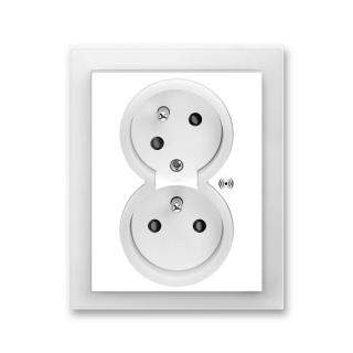 Zásuvka s ochranou před přepětím, dvojnásobná, 5583M-C02357 01, ABB,  Neo®, bílá / ledová bílá (ABB,  Neo®, bílá / ledová bílá)