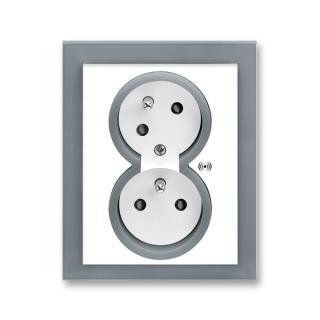 Zásuvka s ochranou před přepětím, dvojnásobná, 5583M-C02357 44, ABB,  Neo®, bílá / ledová šedá (ABB,  Neo®, bílá / ledová šedá)