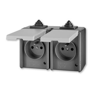 Zásuvka s ochranou před přepětím, dvojnásobná, IP 44, 5598-2069 S, ABB, Praktik, šedá (ABB, Praktik, šedá)