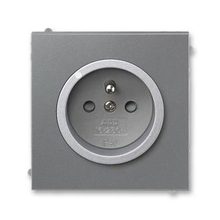 Zásuvka s ochranou před přepětím, jednonásobná, 5599M-A02357 73, ABB, Neo® Tech, ocelová / titanová (ABB, Neo® Tech, ocelová / titanová)