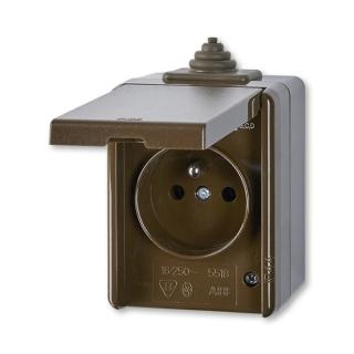 Zásuvka s ochranou před přepětím, jednonásobná, IP 44, 5598-2929 H, ABB, Praktik, hnědá (ABB, Praktik, hnědá)