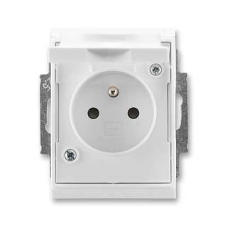 Zásuvka s víčkem, s clonkami, IP 44, 5518E-A02999 03, ABB, Time®, Element®, bílá / bílá (ABB, Time®, Element®, bílá / bílá)