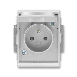 Zásuvka s víčkem, s clonkami, IP 44, 5518E-A02999 08, ABB, Time®, titanová (ABB, Time®, titanová)