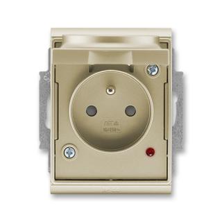 Zásuvka s víčkem, s clonkami, s ochranou před přepětím, IP 44, 5598E-A02999 33, ABB, Time®, šampaňská (ABB, Time®, šampaňská)