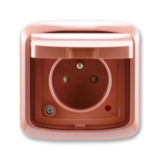 Zásuvka s víčkem, s clonkami, s ochranou před přepětím, IP44, 5598A-2999 R2, ABB, Tango, vřesová červená (ABB, Tango, vřesová červená)