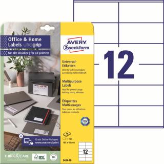 Avery Zweckform 3424-10 Samolepící etikety | 105x48 mm, 120 ks, 10xA4