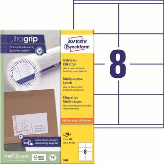 Avery Zweckform 3426 Samolepící etikety | 105x70 mm, 800 ks, 100xA4