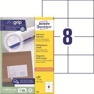 Avery Zweckform 3427 Samolepící etikety | 105x74 mm, 800 ks, 100xA4