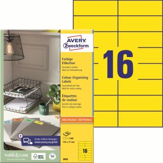 Avery Zweckform 3455 Barevné etikety | 105x37 mm, 1.600 ks, 100xA4, žluté