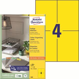 Avery Zweckform 3459 Barevné etikety | 105x148 mm, 400 ks, 100xA4, žluté