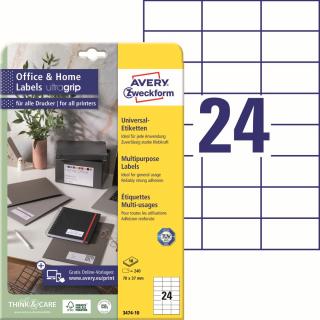 Avery Zweckform 3474-10 Samolepící etikety | 70x37 mm, 240 ks, 10xA4