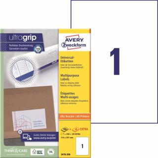 Avery Zweckform 3478-200 Samolepící etikety A4 | 210x297 mm, 220 ks