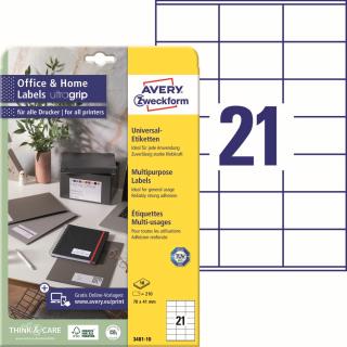 Avery Zweckform 3481-10 Samolepící etikety | 70x41 mm, 210 ks, 10xA4