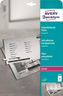 Avery Zweckform 3482 Samolepící PET fólie | 25xA4, transparentní