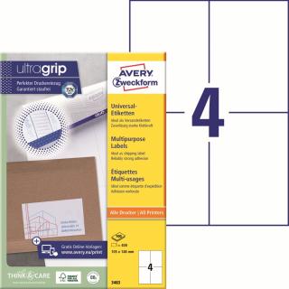 Avery Zweckform 3483 Samolepící etikety | 105x148 mm, 400 ks, 100xA4