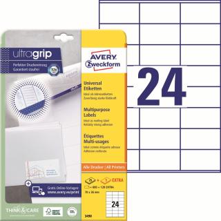 Avery Zweckform 3490 Samolepící etikety | 70x36 mm, 720 ks, 10xA4