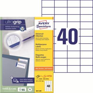 Avery Zweckform 3651-200 Samolepící etikety | 52,5x29,7 mm, 8.800 ks, 220xA4