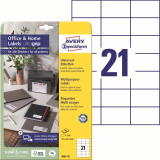 Avery Zweckform 3652-10 Samolepící etikety | 70x42,3 mm, 210 ks, 10xA4
