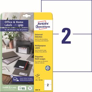 Avery Zweckform 3655-10 Samolepící etikety | 210x148 mm, 20 ks, 10xA4