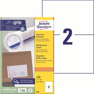Avery Zweckform 3655 Samolepící etikety | 210x148 mm, 200 ks, 100xA4