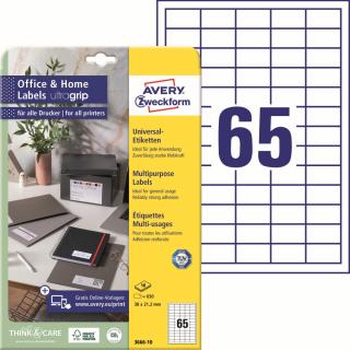 Avery Zweckform 3666-10 Samolepící etikety | 38x21,2 mm, 650 ks, 10xA4