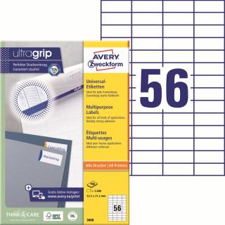 Avery Zweckform 3668 Samolepící etikety | 52,5x21,2 mm, 5.600 ks, 100xA4