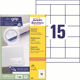 Avery Zweckform 3669 Samolepící etikety | 70x50,8 mm, 1.500 ks, 100xA4
