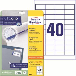 Avery Zweckform 4780 Samolepící etikety | 48,5x25,4 mm, 1.200 ks, 30xA4