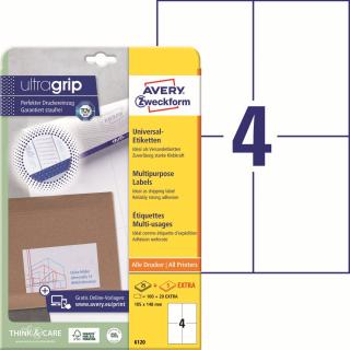 Avery Zweckform 6120 Samolepící etikety | 105x148 mm, 120 ks, 30xA4