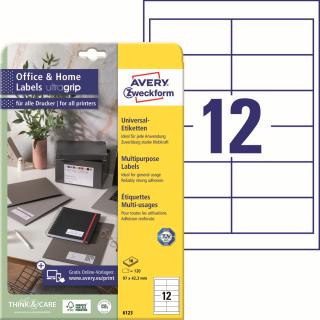 Avery Zweckform 6123 Samolepící etikety | 97x42,3 mm, 120 ks, 10xA4