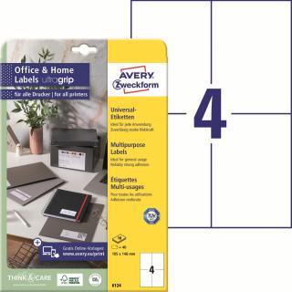 Avery Zweckform 6124 Samolepící etikety | 105x148 mm, 40 ks, 10xA4