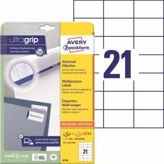 Avery Zweckform 6174 Samolepící etikety | 70x42,3 mm, 630 ks, 30xA4