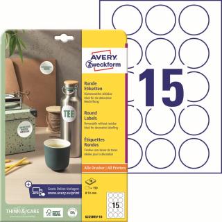 Avery Zweckform 6225REV-10 Kulaté etikety | Ø 51 mm, 150 ks, 10xA4