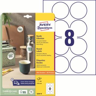 Avery Zweckform 6228-10 Kulaté etikety | Ø 69 mm, 80 ks, 10xA4