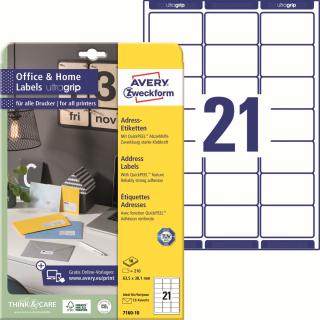Avery Zweckform 7160-10 Adresní etikety | 63,5x38,1 mm, 210 ks, 10xA4