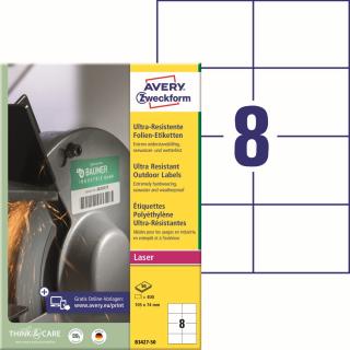 Avery Zweckform B3427-50 Ultra odolné etikety | 105x74 mm, 400 ks, 50xA4