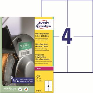 Avery Zweckform B3483-50 Ultra odolné etikety | 105x148 mm, 200 ks, 50xA4