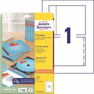 Avery Zweckform C32250-25 Obaly na CD | 151x118 mm, 170g/m2, 25 ks, 25xA4