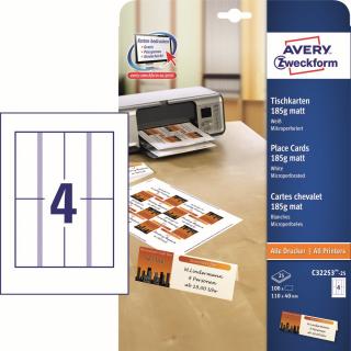Avery Zweckform C32253-25 Stolní štítky | 110x40 mm, 185g/m2, 100 ks, 25xA4