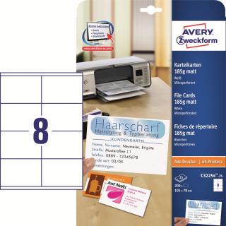 Avery Zweckform C32254-25 Kartoteční štítky | 105x70 mm, 185g/m2, 200 ks, 25xA4