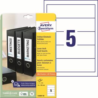 Avery Zweckform C32267-25 Štítky na pořadače | 54x190 mm, 190g/m2, 125 ks, 25xA4