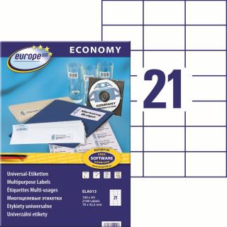 Avery Zweckform ELA013 Europe100 Samolepící etikety | 70x42,3 mm, 2.100 ks, 100xA4