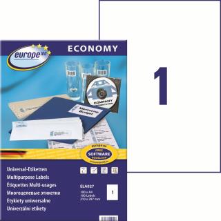 Avery Zweckform ELA027 Europe100 Samolepící etikety A4 | 210x297 mm, 100 ks, bílá