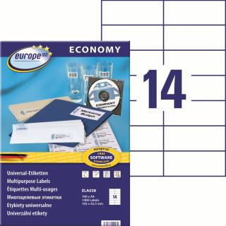 Avery Zweckform ELA038 Europe100 Samolepící etikety | 105x42,3 mm, 1.400 ks, 100xA4