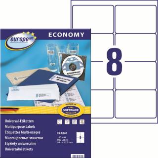 Avery Zweckform ELA043 Europe100 Samolepící etikety | 99,1x67,7 mm, 800 ks, 100xA4