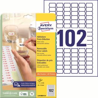 Avery Zweckform L3410REV-25 Cenové etikety | 26x16 mm, 2.550 ks, 25xA4