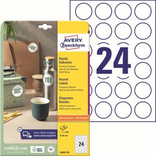 Avery Zweckform L3415-10 Kulaté etikety | Ø 40 mm, 240 ks, 10xA4