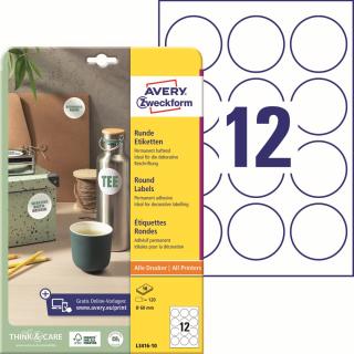 Avery Zweckform L3416-10 Kulaté etikety | Ø 60 mm, 120 ks, 10xA4